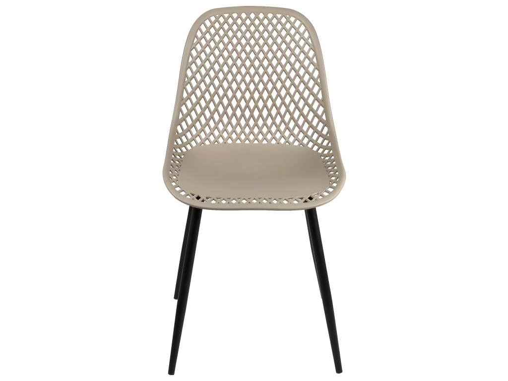 Lot De 2 Chaises De Cuisine Design Ajouré SELI (gris Beige) 2 Lot De 2 Chaises De Cuisine Design Ajouré SELI (gris Beige) – Image 2