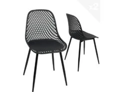 Lot De 2 Chaises De Cuisine Design Ajouré SELI (noir)