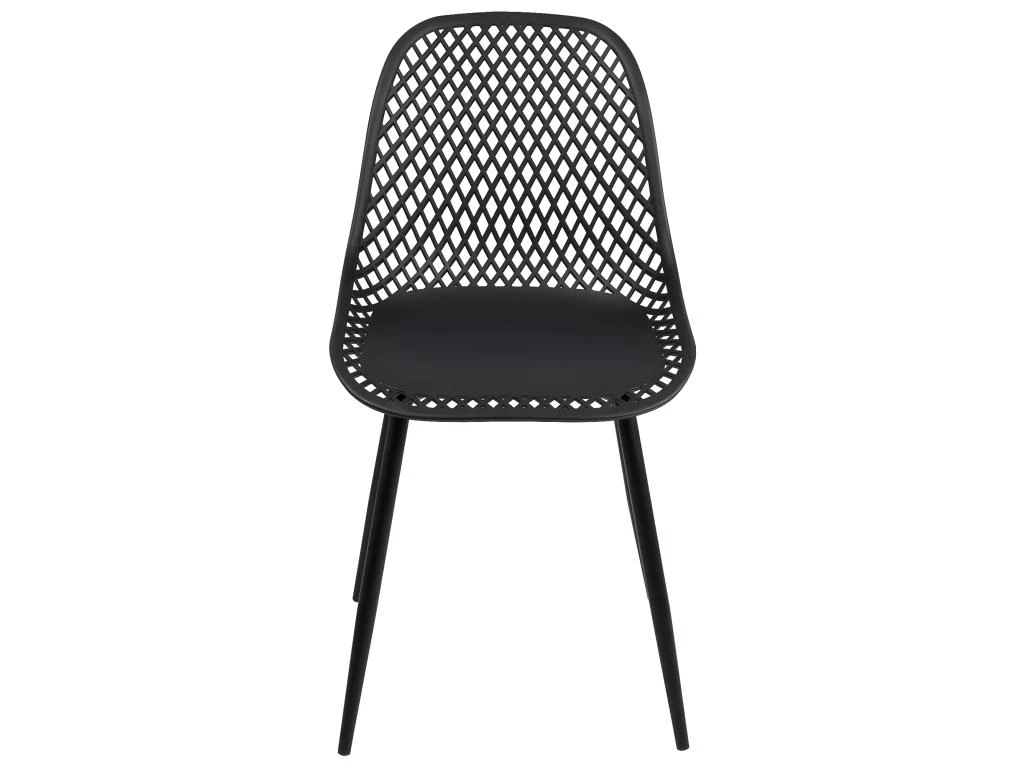 Lot De 2 Chaises De Cuisine Design Ajouré SELI (noir) 2 Lot De 2 Chaises De Cuisine Design Ajouré SELI (noir) – Image 2