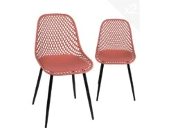Lot De 2 Chaises De Cuisine Design Ajouré SELI (rouge)