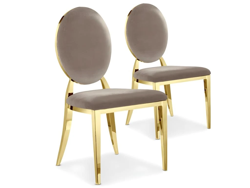 Lot De 2 Chaises Médaillon Sofia Velours Taupe 1 Lot De 2 Chaises Médaillon Sofia Velours Taupe
