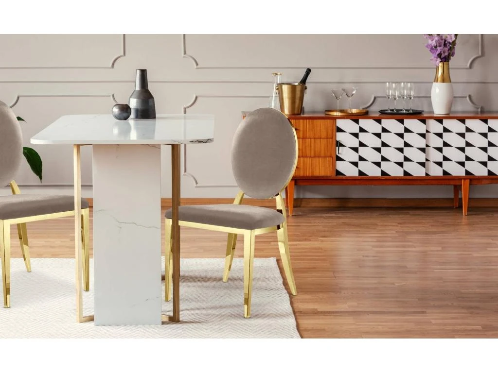 Lot De 2 Chaises Médaillon Sofia Velours Taupe 4 Lot De 2 Chaises Médaillon Sofia Velours Taupe – Image 4