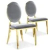 Lot De 2 Chaises Médaillon Sofia Velours Argent Pieds Or