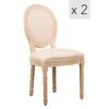 Lot De 2 Chaises En Bois Avec Assise En Tissu Beige