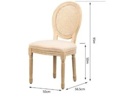 Lot De 2 Chaises En Bois Et Cannage Avec Assise En Tissu Beige 9 Lot De 2 Chaises En Bois Et Cannage Avec Assise En Tissu Beige -Mobilier De Restaurant chaise 13878991