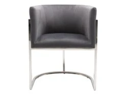 Lot De 2 Chaises Avec Accoudoirs - Velours Et Acier Inoxydable - Gris Et Chromé - PERIA De Pascal MORABITO -Mobilier De Restaurant chaise 13884345