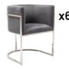 Lot De 6 Chaises Avec Accoudoirs - Velours Et Acier Inoxydable - Gris Et Chromé - PERIA De Pascal MORABITO