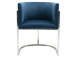 Lot De 6 Chaises Avec Accoudoirs - Velours Et Acier Inoxydable - Bleu Et Chromé - PERIA De Pascal MORABITO -Mobilier De Restaurant chaise 13888109