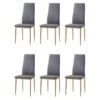 Lot De 6 Chaises Contemporain - Structuré En Tissu Gris Chiné Et Métal Effet Bois