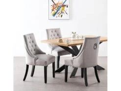 Ensemble De 6 Chaises De Salle à Manger Windsor - Rembourrage En Velours Moelleux Et Pieds En Bois Massif Robustes - Parfait Pour Votre Salle à Manger Et Salon - Gris Clair -Mobilier De Restaurant chaise 13970989