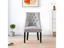 Chaise De Salle à Manger Windsor Simple - Rembourrage En Velours Moelleux Et Pieds En Bois Massif Robustes - Parfait Pour Votre Salle à Manger Et Salon - Gris Clair -Mobilier De Restaurant chaise 13971013