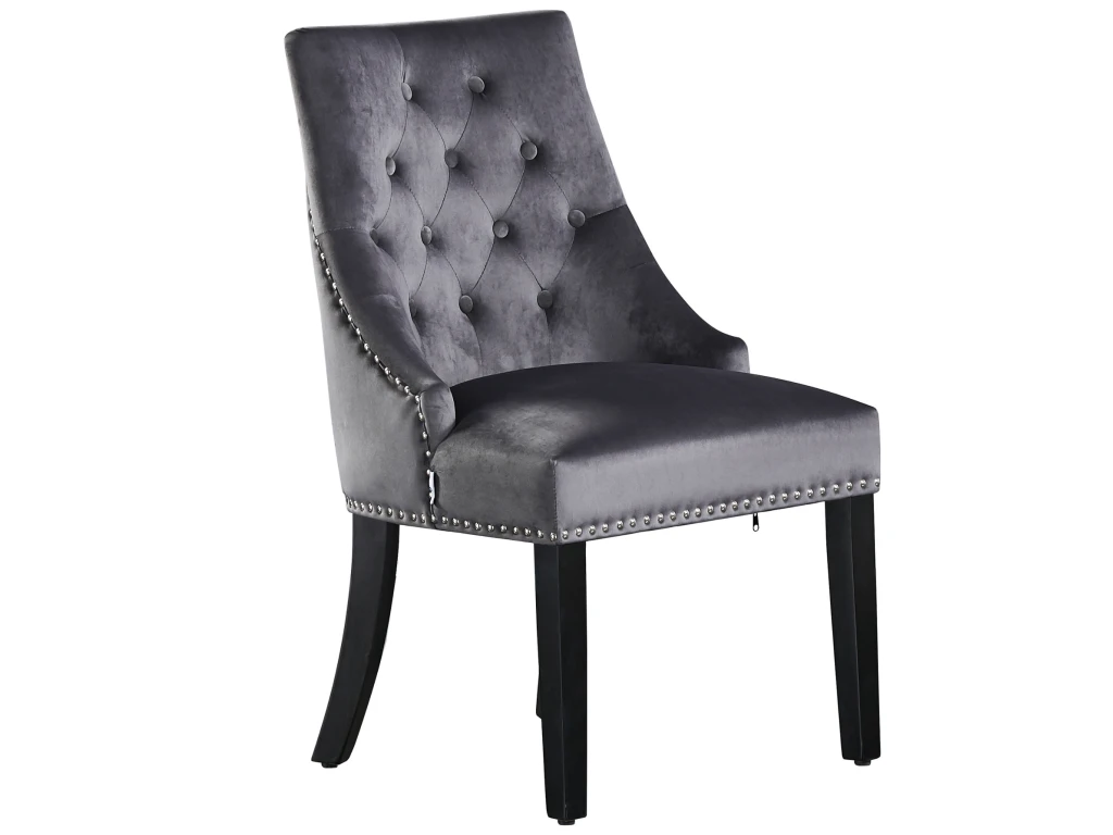 Chaise De Salle à Manger Simple Windsor - Rembourrage En Velours Moelleux Et Pieds En Bois Massif Robustes - Parfait Pour Votre Salle à Manger Et Salon - Gris Foncé 1 Chaise De Salle à Manger Simple Windsor - Rembourrage En Velours Moelleux Et Pieds En Bois Massif Robustes - Parfait Pour Votre Salle à Manger Et Salon - Gris Foncé