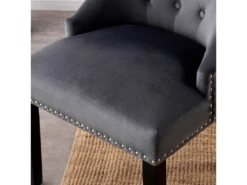 Ensemble De 4 Chaises De Salle à Manger Windsor - Rembourrage En Velours Moelleux Et Pieds En Bois Massif Robustes - Parfait Pour Votre Salle à Manger Et Salon - Gris Foncé -Mobilier De Restaurant chaise 13971287