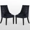 Ensemble De 2 Chaises De Salle à Manger Windsor - Rembourrage En Velours Moelleux Et Pieds En Bois Massif Robustes - Parfait Pour Votre Salle à Manger Et Salon - Noir