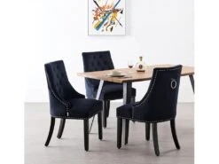 Ensemble De 2 Chaises De Salle à Manger Windsor - Rembourrage En Velours Moelleux Et Pieds En Bois Massif Robustes - Parfait Pour Votre Salle à Manger Et Salon - Noir -Mobilier De Restaurant chaise 13971549