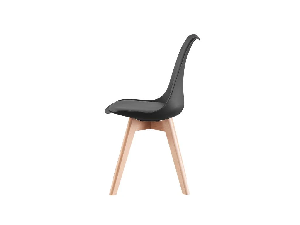 Ensemble De 4 Chaises De Salle à Manger Lorenzo Avec Siège En Similicuir élégant Et Pieds En Bois Massif - Parfait Pour La Salle à Manger, Le Salon - Noir 3 Ensemble De 4 Chaises De Salle à Manger Lorenzo Avec Siège En Similicuir élégant Et Pieds En Bois Massif - Parfait Pour La Salle à Manger, Le Salon - Noir – Image 3