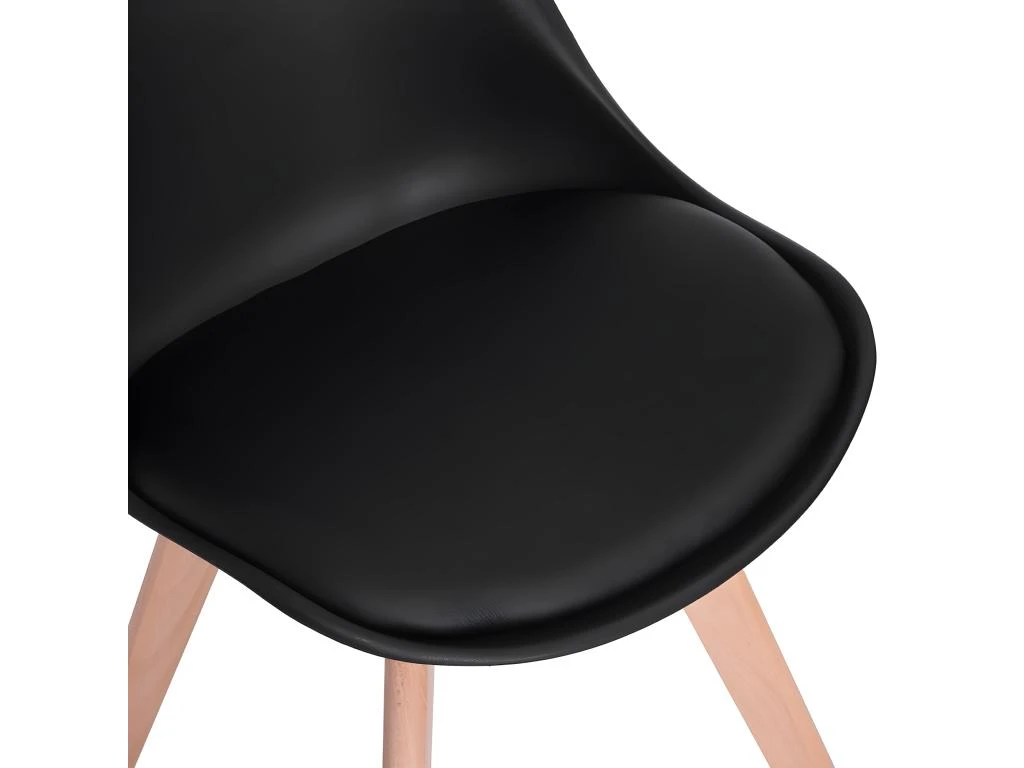 Ensemble De 4 Chaises De Salle à Manger Lorenzo Avec Siège En Similicuir élégant Et Pieds En Bois Massif - Parfait Pour La Salle à Manger, Le Salon - Noir 4 Ensemble De 4 Chaises De Salle à Manger Lorenzo Avec Siège En Similicuir élégant Et Pieds En Bois Massif - Parfait Pour La Salle à Manger, Le Salon - Noir – Image 4