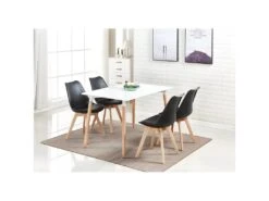 Ensemble De 4 Chaises De Salle à Manger Lorenzo Avec Siège En Similicuir élégant Et Pieds En Bois Massif - Parfait Pour La Salle à Manger, Le Salon - Noir 14 Ensemble De 4 Chaises De Salle à Manger Lorenzo Avec Siège En Similicuir élégant Et Pieds En Bois Massif - Parfait Pour La Salle à Manger, Le Salon - Noir -Mobilier De Restaurant chaise 14012197