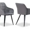 Ensemble De 2 Chaises De Salle à Manger Camden - Tapissées De Velours Avec Pieds En Métal - Gris Foncé