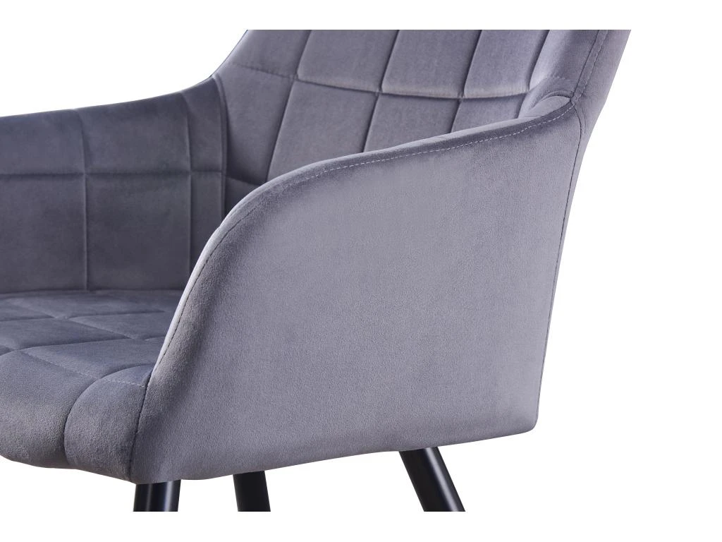 Ensemble De 2 Chaises De Salle à Manger Camden - Tapissées De Velours Avec Pieds En Métal - Gris Foncé 6 Ensemble De 2 Chaises De Salle à Manger Camden - Tapissées De Velours Avec Pieds En Métal - Gris Foncé – Image 6