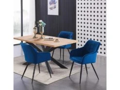 Lot De 2 Chaises De Salle à Manger Camden - Tapissées De Velours Avec Pieds En Métal - Bleu -Mobilier De Restaurant chaise 14148001