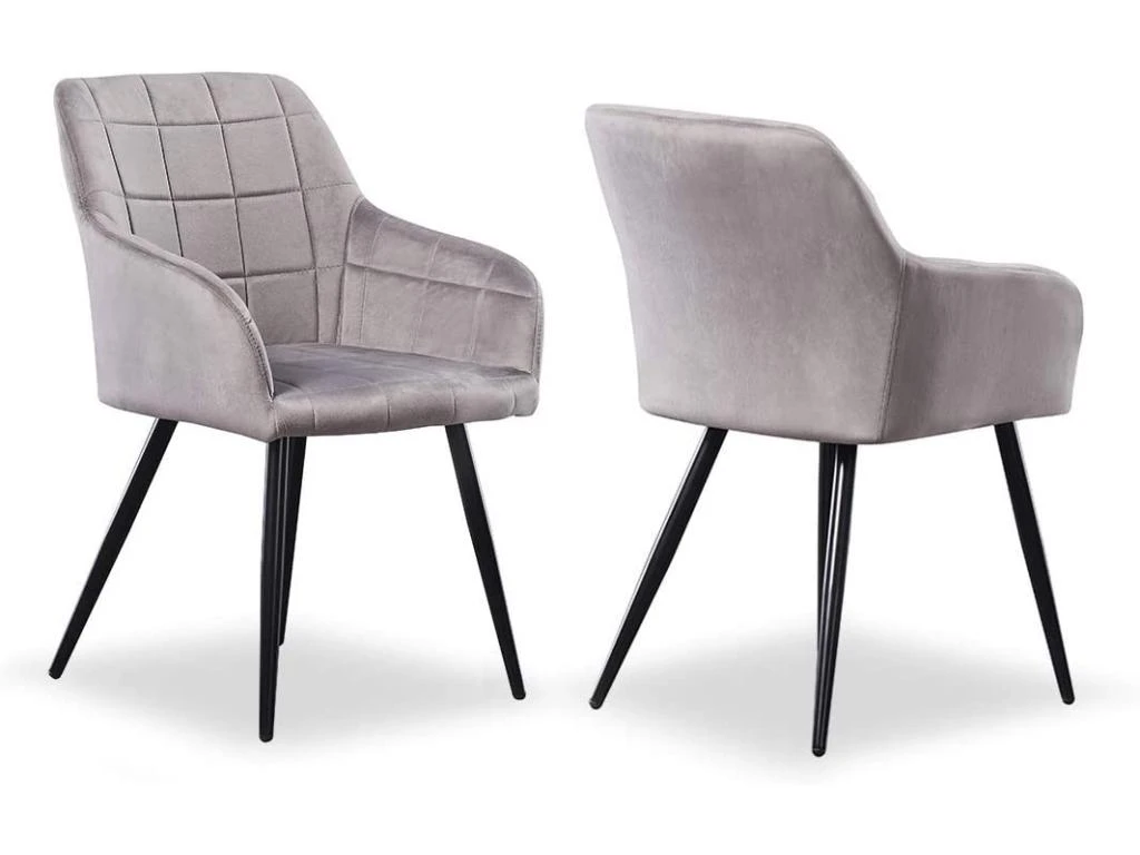 Ensemble De 2 Chaises De Salle à Manger Camden - Tapissées De Velours Avec Pieds En Métal - Gris Clair 1 Ensemble De 2 Chaises De Salle à Manger Camden - Tapissées De Velours Avec Pieds En Métal - Gris Clair