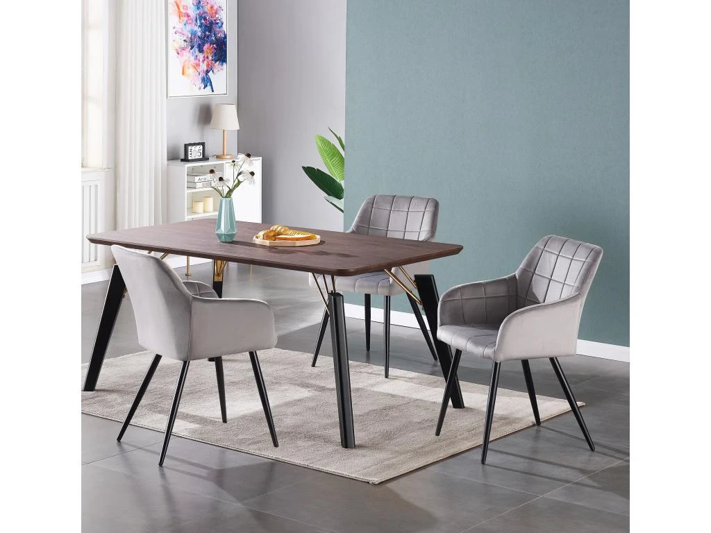 Ensemble De 2 Chaises De Salle à Manger Camden - Tapissées De Velours Avec Pieds En Métal - Gris Clair 8 Ensemble De 2 Chaises De Salle à Manger Camden - Tapissées De Velours Avec Pieds En Métal - Gris Clair – Image 8