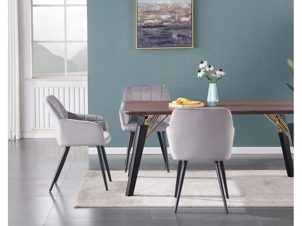 Ensemble De 2 Chaises De Salle à Manger Camden - Tapissées De Velours Avec Pieds En Métal - Gris Clair 9 Ensemble De 2 Chaises De Salle à Manger Camden - Tapissées De Velours Avec Pieds En Métal - Gris Clair – Image 9