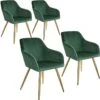 Lot De 4 Chaises Pieds Doré Siège De Salon Cuisine Salle à Manger Design élégant Velours Vert 08_0000111