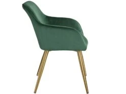 Lot De 4 Chaises Pieds Doré Siège De Salon Cuisine Salle à Manger Design élégant Velours Vert 08_0000111 -Mobilier De Restaurant chaise 14212349