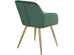 Lot De 4 Chaises Pieds Doré Siège De Salon Cuisine Salle à Manger Design élégant Velours Vert 08_0000111 -Mobilier De Restaurant chaise 14212351