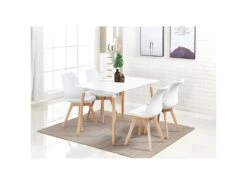 Ensemble De 6 Chaises De Salle à Manger Lorenzo Avec Siège élégant En Similicuir Et Pieds En Bois Massif - Parfait Pour La Salle à Manger, Le Salon - Blanc -Mobilier De Restaurant chaise 14229137