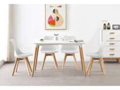 Ensemble De 6 Chaises De Salle à Manger Lorenzo Avec Siège élégant En Similicuir Et Pieds En Bois Massif - Parfait Pour La Salle à Manger, Le Salon - Blanc -Mobilier De Restaurant chaise 14229139