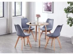 Ensemble De 6 Chaises De Salle à Manger Lorenzo Avec Siège En Similicuir élégant Et Pieds En Bois Massif - Parfait Pour La Salle à Manger, Le Salon - Gris -Mobilier De Restaurant chaise 14229151