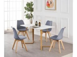 Ensemble De 6 Chaises De Salle à Manger Lorenzo Avec Siège En Similicuir élégant Et Pieds En Bois Massif - Parfait Pour La Salle à Manger, Le Salon - Gris -Mobilier De Restaurant chaise 14229153