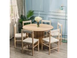 Lot De 2 Chaises En Bois Massif Et Corde Naturelle -Mobilier De Restaurant chaise 14426605