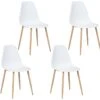 URBAN MEUBLE Lot De 4 Chaise Salle à Manger Scandinave Blanc Résine Pieds Couleur Bois