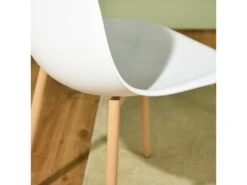URBAN MEUBLE Lot De 4 Chaise Salle à Manger Scandinave Blanc Résine Pieds Couleur Bois -Mobilier De Restaurant chaise 14505655