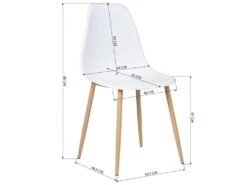 URBAN MEUBLE Lot De 4 Chaise Salle à Manger Scandinave Blanc Résine Pieds Couleur Bois -Mobilier De Restaurant chaise 14505661