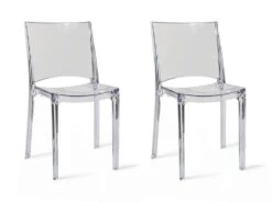 Lot De 2 Chaises Empilables HELLY - Polycarbonate Plein - Cristal -Mobilier De Restaurant chaise 155758