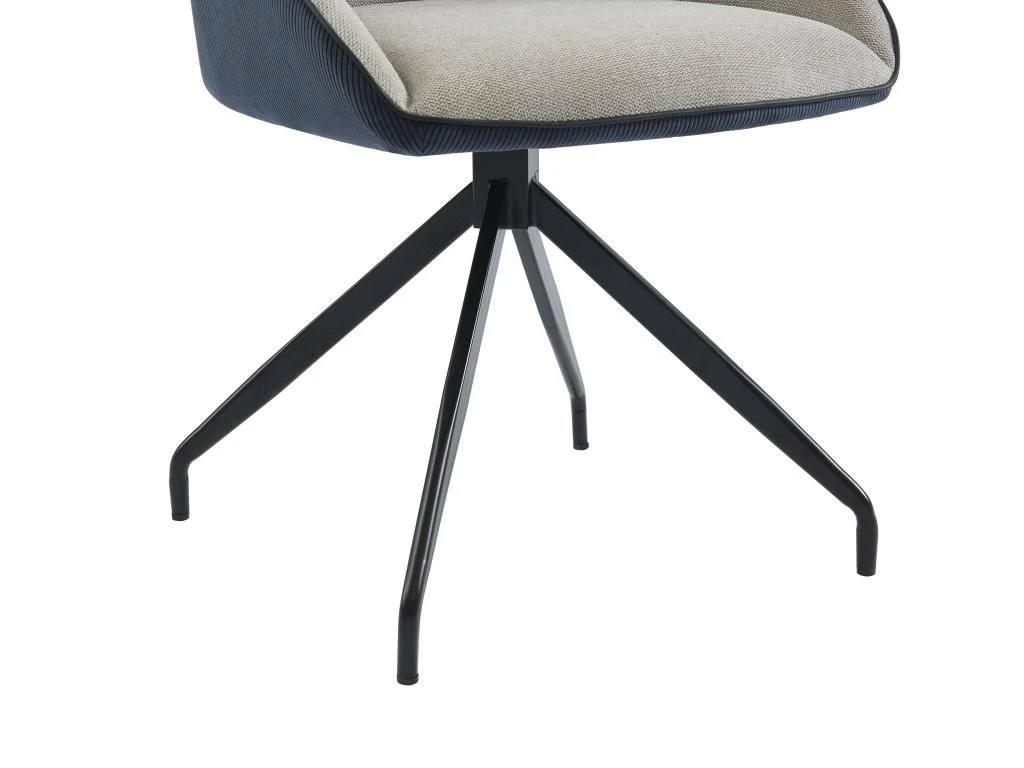 Chaise En Tissu, Velours Côtelé Et Métal - Beige Et Bleu - CHANILA 6 Chaise En Tissu, Velours Côtelé Et Métal - Beige Et Bleu - CHANILA – Image 6