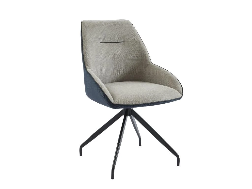 Chaise En Tissu, Velours Côtelé Et Métal - Beige Et Bleu - CHANILA 1 Chaise En Tissu, Velours Côtelé Et Métal - Beige Et Bleu - CHANILA