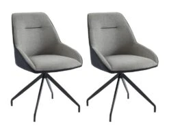 Lot De 2 Chaises En Tissu, Velours Côtelé Et Métal - Gris Et Anthracite - CHANILA