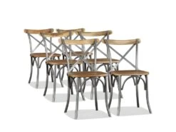 Lot De 6 Chaises De Salle à Manger Cuisine Design Industriel Bois De Manguier Massif Et Acier CDS022103