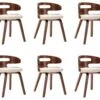 Lot De 6 Chaises De Salle à Manger Cuisine Design élégant Bois Courbé Et Synthétique Crème CDS022350