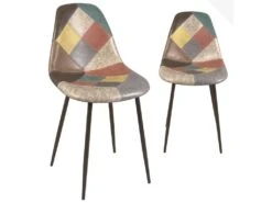 KAYELLES Lot De 2 Chaises Patchwork Scandinave NOVA