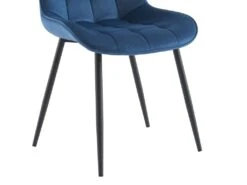 Lot De 2 Chaises Matelassées - Velours Et Métal Noir - Bleu Nuit - OLLUA -Mobilier De Restaurant chaise 15854201