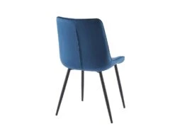 Lot De 6 Chaises Matelassées - Velours Et Métal Noir - Bleu Nuit - OLLUA -Mobilier De Restaurant chaise 15854213