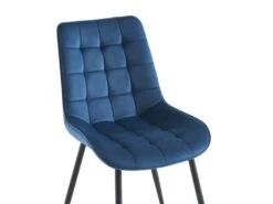 Lot De 6 Chaises Matelassées - Velours Et Métal Noir - Bleu Nuit - OLLUA -Mobilier De Restaurant chaise 15854217
