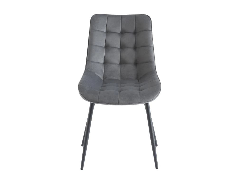 Lot De 2 Chaises Matelassées - Velours Et Métal Noir - Gris - OLLUA 3 Lot De 2 Chaises Matelassées - Velours Et Métal Noir - Gris - OLLUA – Image 3